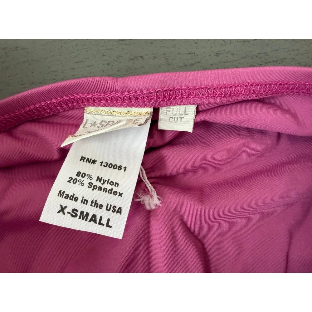 L Space Pink Ruched Full Cut Bikini Bottoms XS Made in USA RN 130061